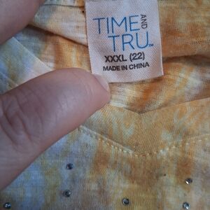 Time and Tru Yellow Tie-Dye Top